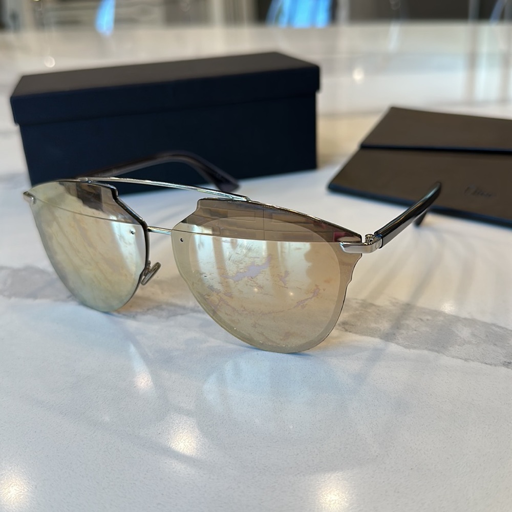Dior Reflective Mirror Sunglasses Rose Gold
